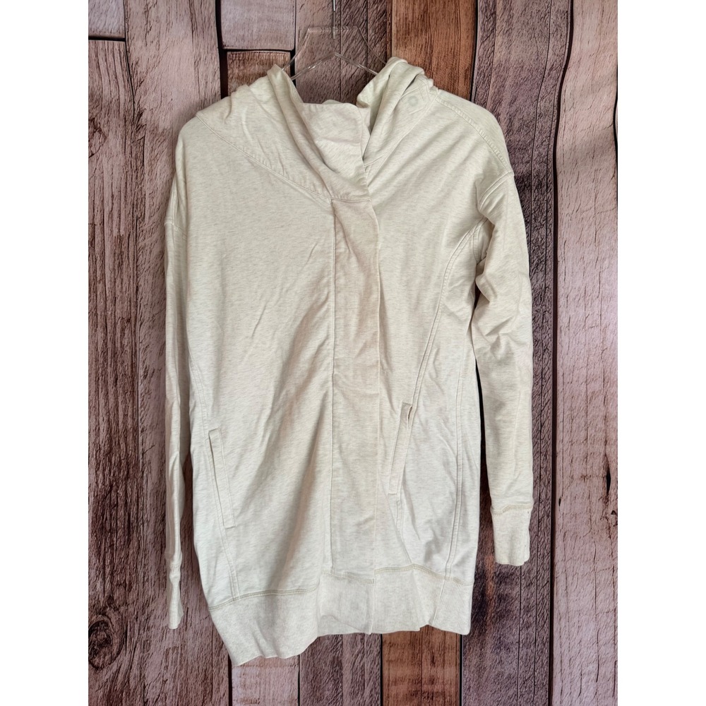 Lululemon Wrap Up Jacket Heathered Cream Hooded Thumbhole Athleisure‎ Size 4